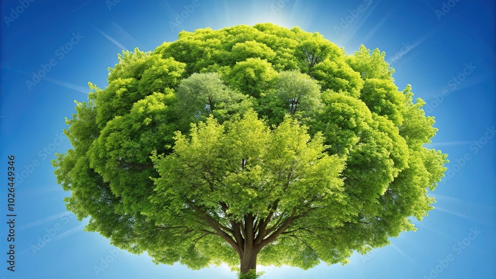 Panoramic view of a Linden tree crown with green leaves Panoramic view of a Linden tree crown with green leaves