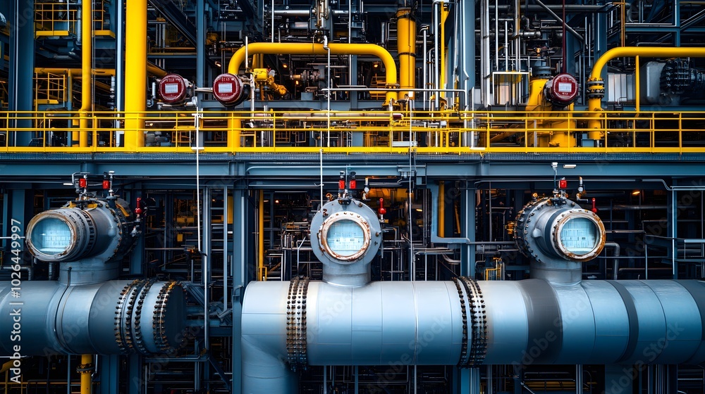 A macro view of pressure relief systems and fail-safe mechanisms attached to high-risk machinery in a petrochemical facility.