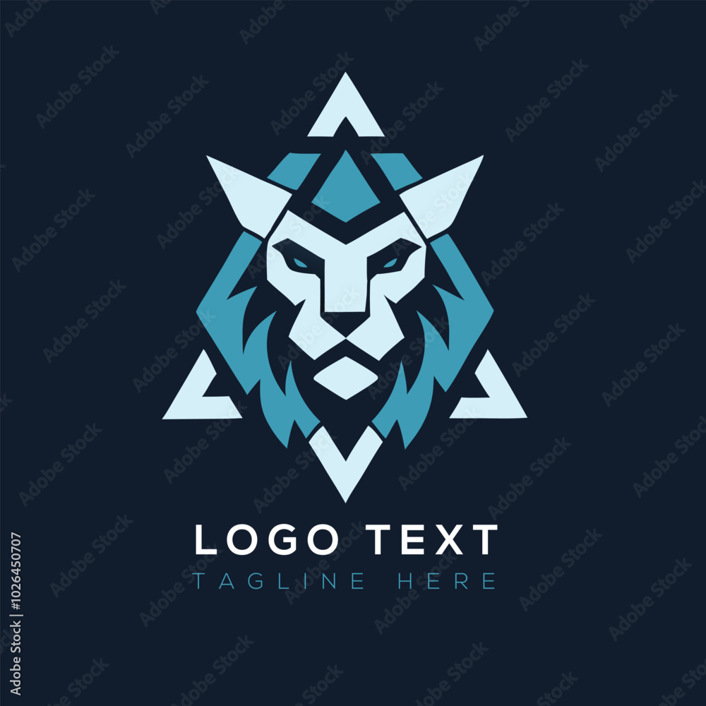 Fototapeta premium Lion's head with abstract triangle logo design