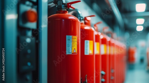 Wallpaper Mural A close-up of personal protective equipment (PPE) lockers and fire extinguishers in a petrochemical plant. Torontodigital.ca