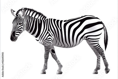 Simple outline of a zebra, with bold black and white stripes on a plain background, highlighting the elegance of its natural design
