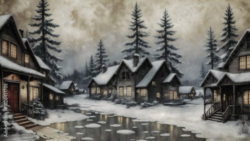 vintage christmas background , watercolor , oil paint , printable , wall decor photo