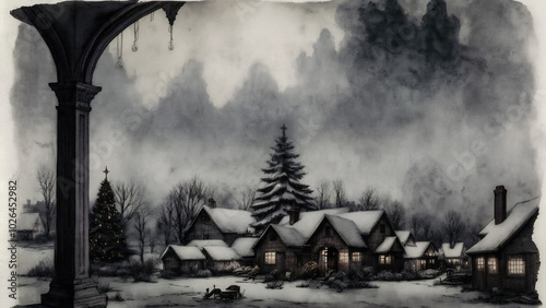 vintage christmas background , watercolor , oil paint , printable , wall decor photo