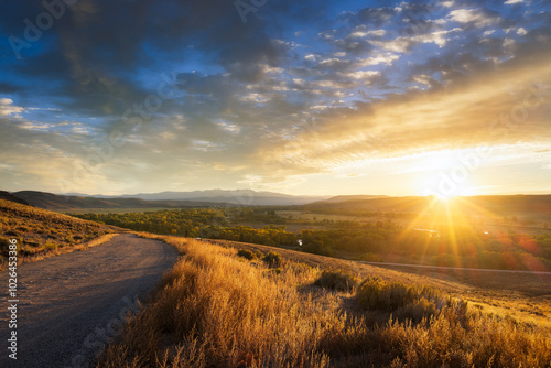 Sunrise overlooking the Gunnison River valley looking east towards the town of Gunnison, Colorado