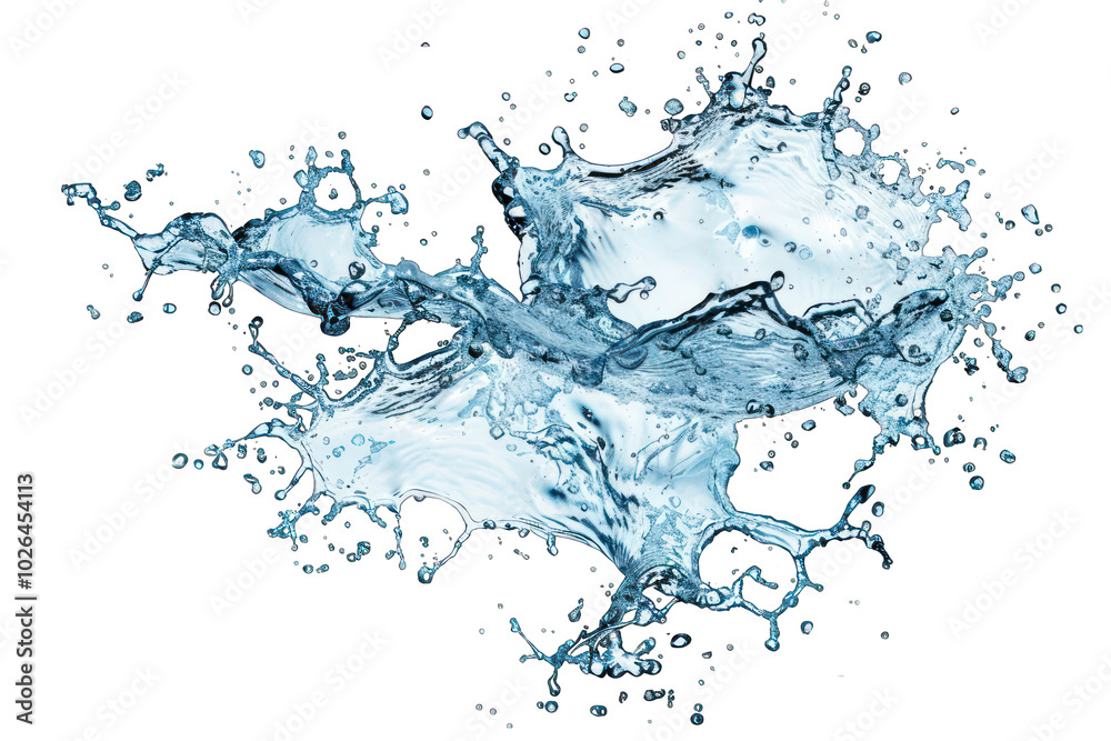 Splash of water with droplets isolated on white background. Water splash motion for design and print. Splash of water with droplets isolated on white background. Water splash motion for design and print.