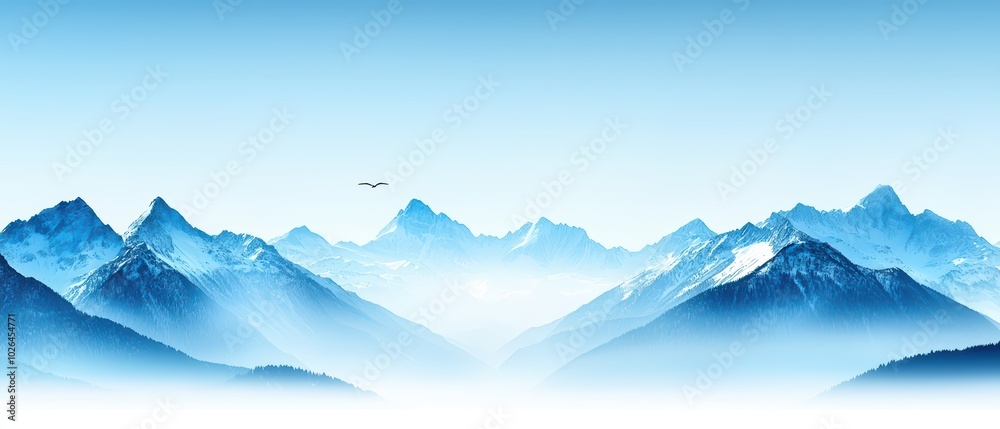Stunning mountain range under a clear blue sky, creating a serene and tranquil atmosphere.