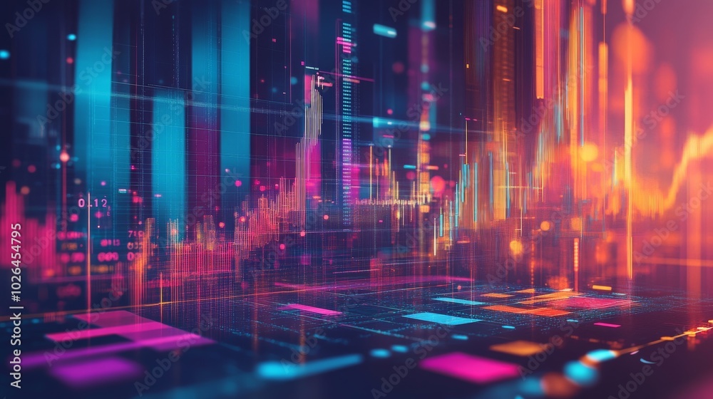 Abstract Digital Cityscape with Data and Geometric Patterns Abstract Digital Cityscape with Data and Geometric Patterns