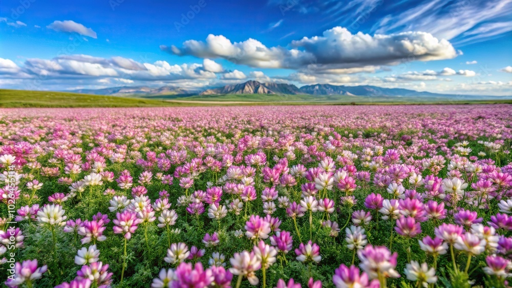 Panoramic view of Mongolian milkvetch field Panoramic view of Mongolian milkvetch field