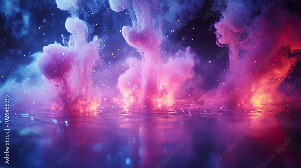 Glowing Ink Droplets Suspended in Dark Liquid Glowing Ink Droplets Suspended in Dark Liquid