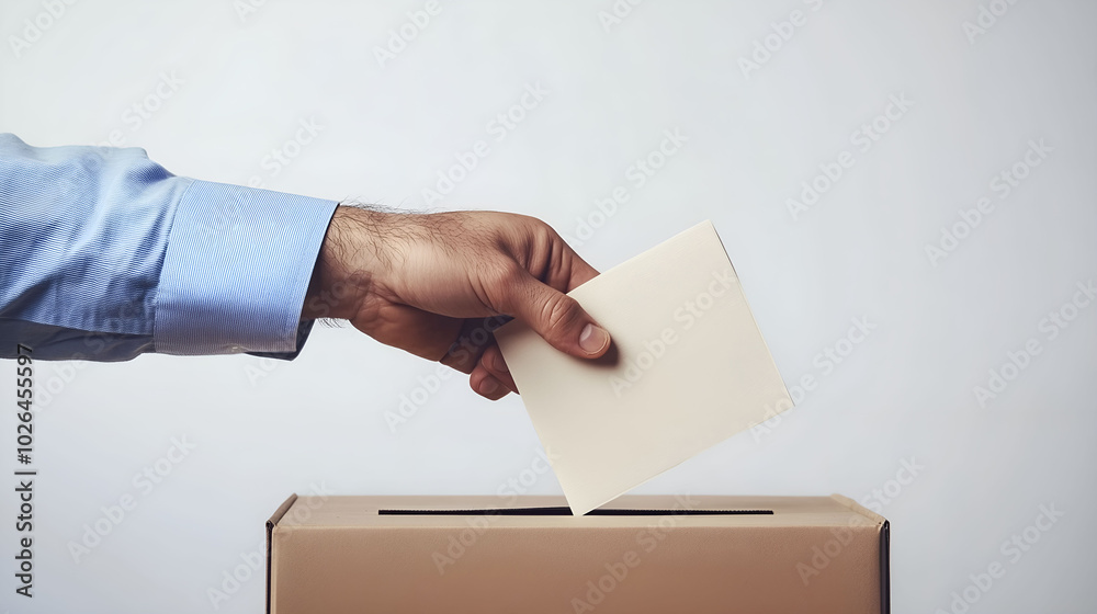 Fototapeta premium a man hand doing voting in elections box
