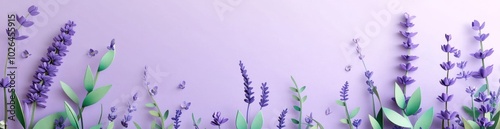 A vibrant illustration of lavender flowers against a soft purple background.