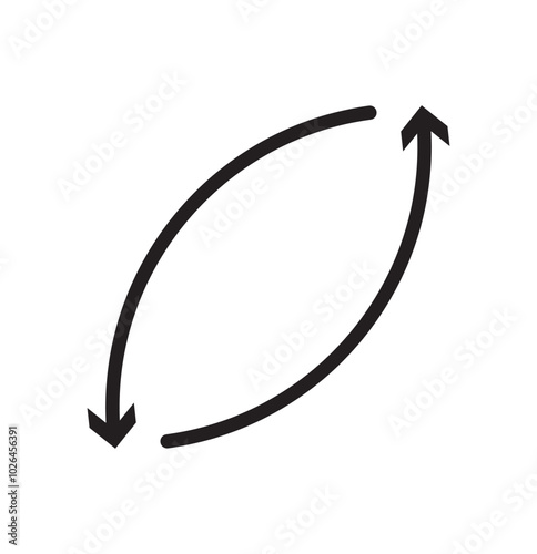 Two arrows go round. Modern circle form icon on isolated background. Currency exchange, transfer, recycle symbol, renew energy, web reload, change concept, refresh process. Double Arrow icon. Eps 10.