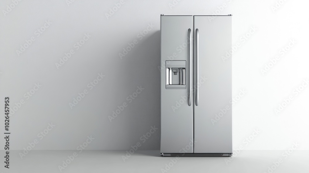 Modern refrigerator isolated on a white background, showcasing a sleek, home appliance designed to keep food cold and fresh Modern refrigerator isolated on a white background, showcasing a sleek, home appliance designed to keep food cold and fresh