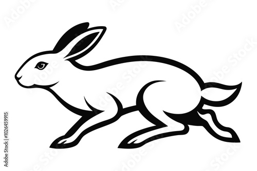 Solid color Snowshoe Hare running animal vector design