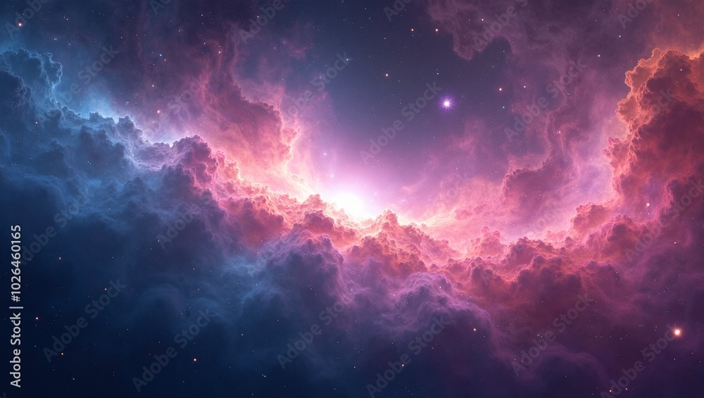 Fototapeta premium Vibrant nebulae and stars in a cosmic galaxy