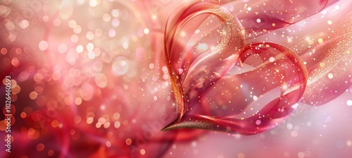 Elegant Valentine's Day Background with Abstract Heart Shape in Red and Gold for Cards and Posters