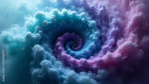 Ethereal smoke like tendrils swirling in shades of blue purple and teal