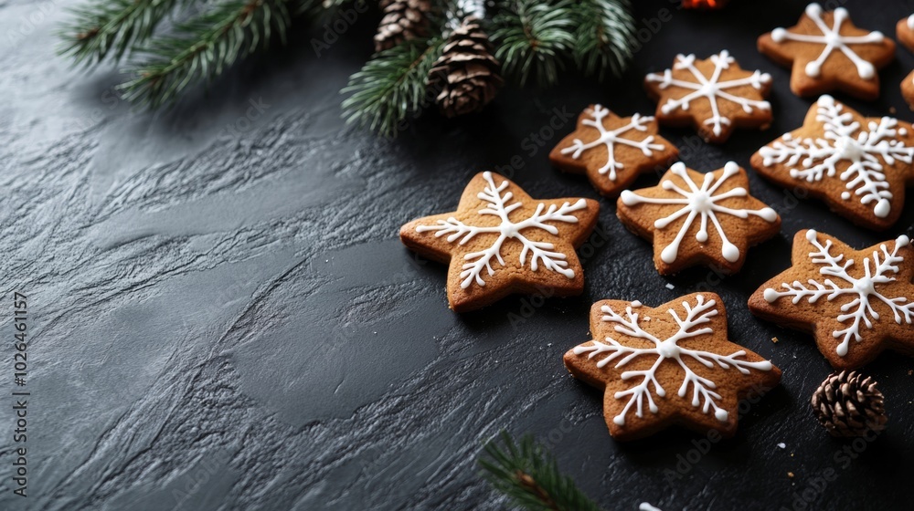 Gingerbread cookies with Christmas decorations
