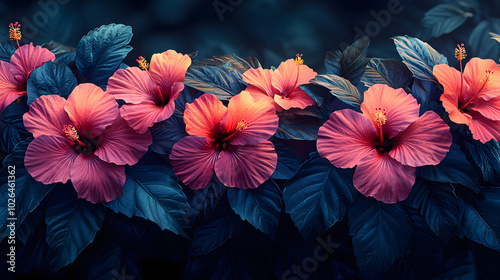 Vibrant Tropical Floral Background with Rich Foliage