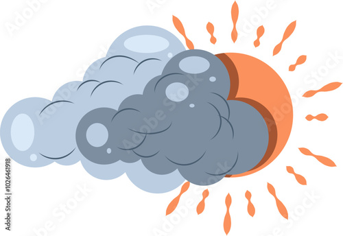 illustration of half sun behind cloud symbol of cloudy weather