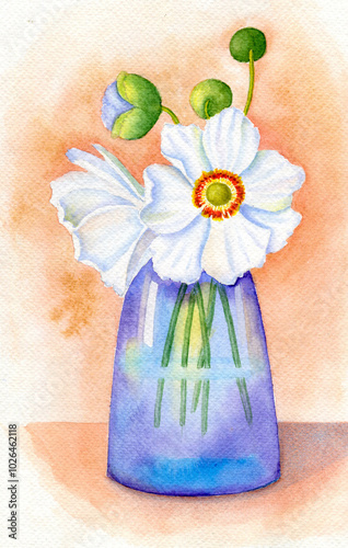 Bouquet of white daffodils in a vase