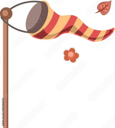 Windsock with Fallen Leaf and Flower Illustration