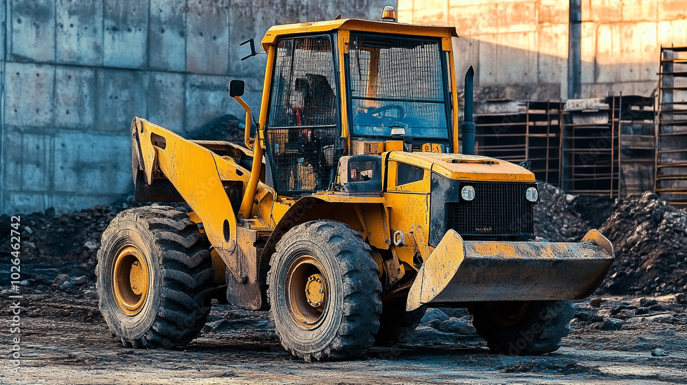 Yellow Loader Excavator Construction Site Heavy Equipment Yellow Loader Excavator Construction Site Heavy Equipment