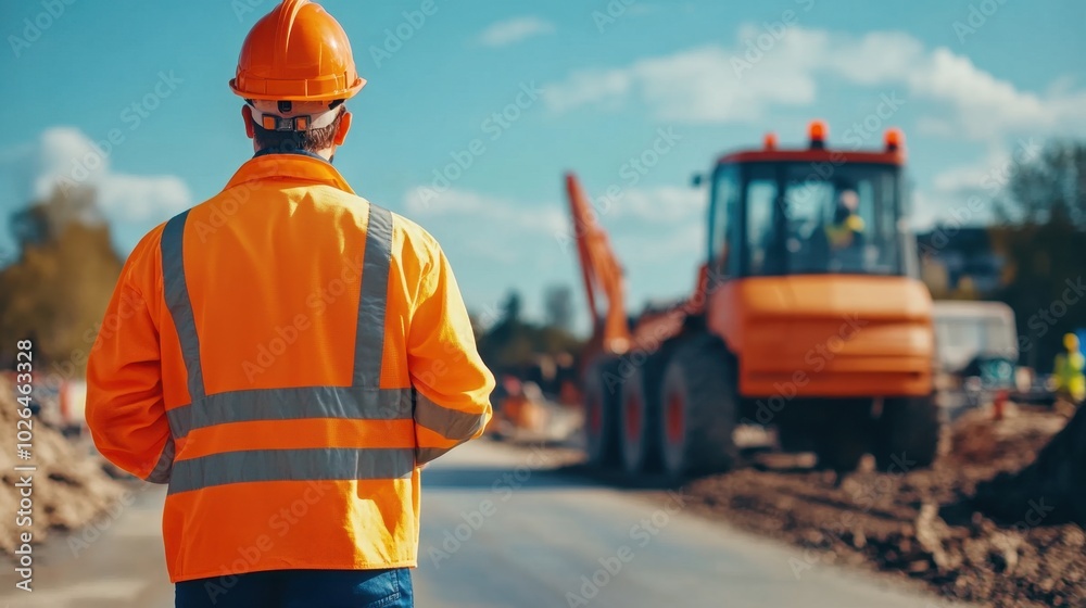 Civil engineer supervises road construction work, overseeing the expressway project to ensure safe and efficient infrastructure. Civil engineer supervises road construction work, overseeing the expressway project to ensure safe and efficient infrastructure.