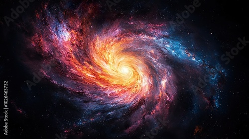 Vibrant Spiral Galaxy Illustration on Black Background