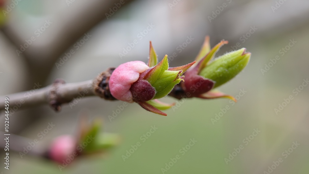 Fresh cherry blossom buds ready to bloom on tree branches in spring Fresh cherry blossom buds ready to bloom on tree branches in spring
