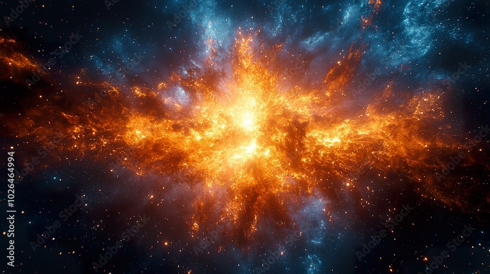 Naklejka premium Abstract Supernova Explosion on Black Background