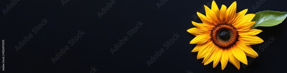 Fototapeta premium A vibrant sunflower against a dark background, symbolizing beauty and nature.