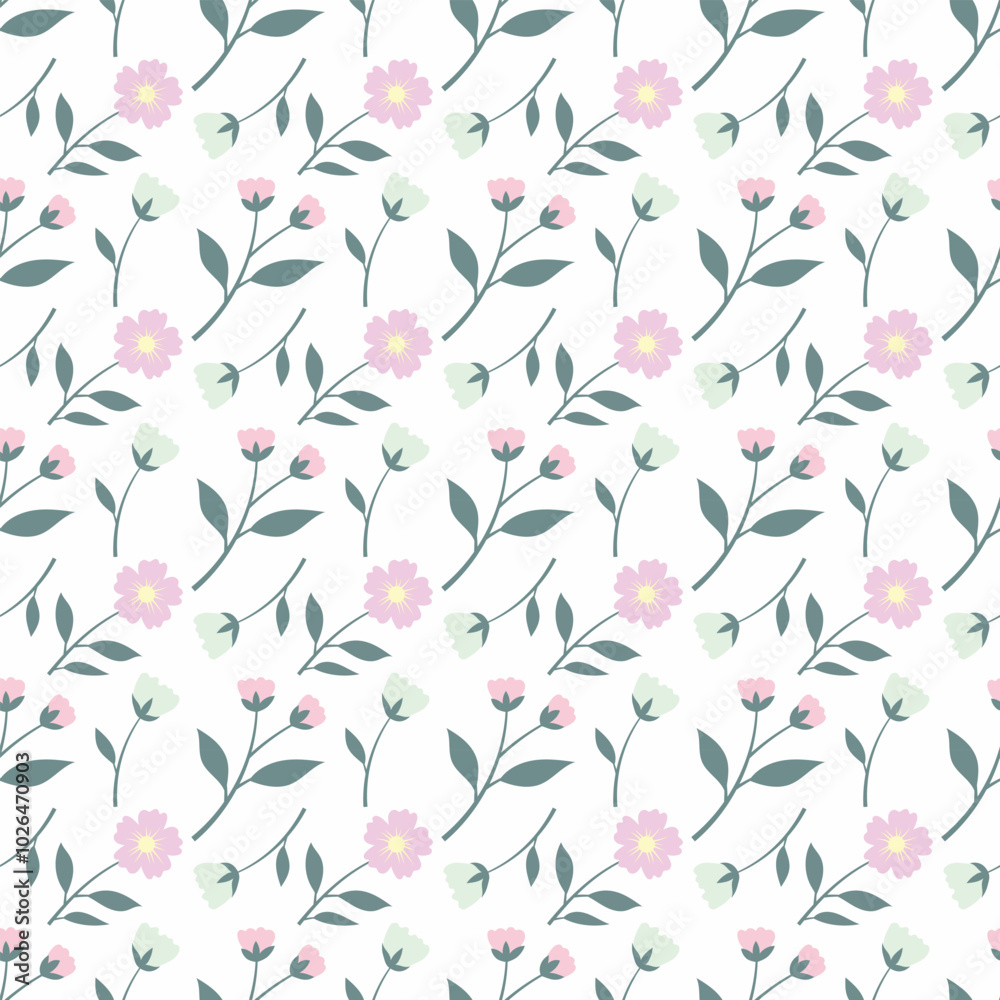 Cute kawaii sweet pastel seamless floral pattern background Cute kawaii sweet pastel seamless floral pattern background