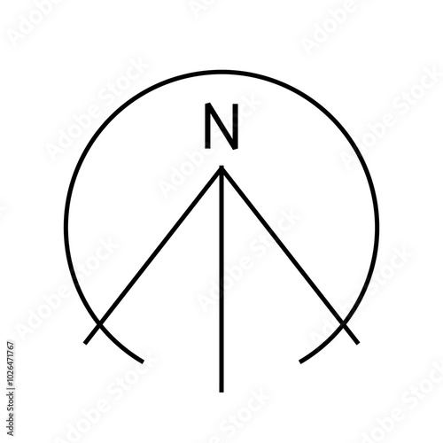 Architectural north arrow and compass outline vector