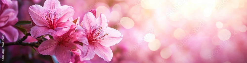 Fototapeta premium A close-up of pink flowers with a soft, dreamy background, evoking tranquility and beauty.