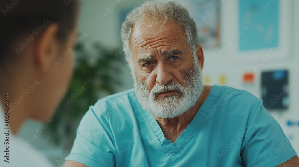 An earnest medical consultation shows a doctor and patient communicating in a healthcare setting. The image conveys trust, concern, and compassion in treatment. An earnest medical consultation shows a doctor and patient communicating in a healthcare setting. The image conveys trust, concern, and compassion in treatment.