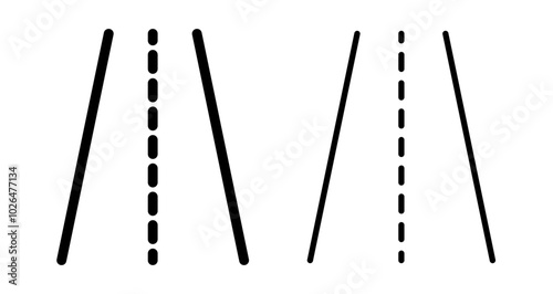 Road Icons set in solid and thin line style