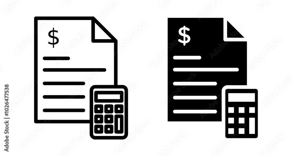 Accounting Icons set in solid and thin line style Accounting Icons set in solid and thin line style