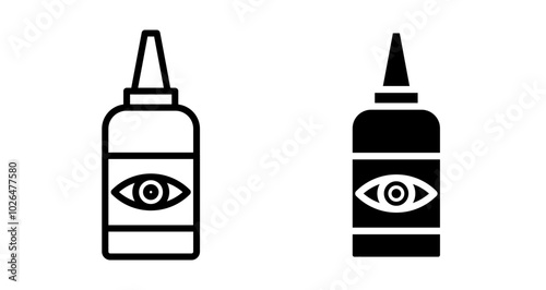 Eye drop Icons set in solid and thin line style