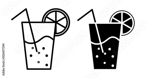 Lemonade Icons set in solid and thin line style