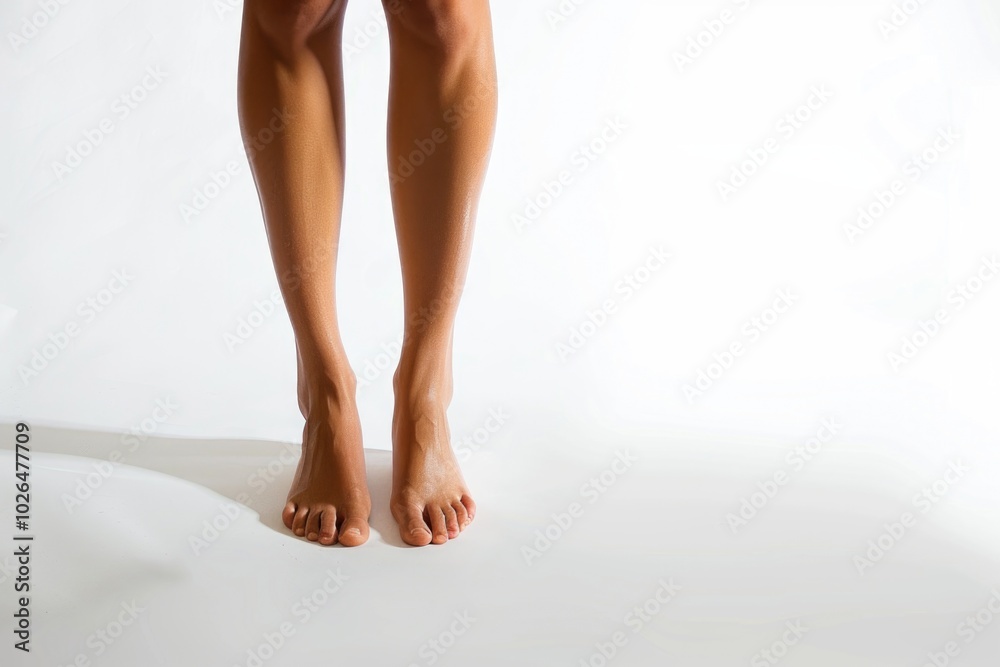 Close-up shot of a person's bare legs on a surface Close-up shot of a person's bare legs on a surface