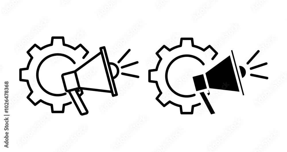 Marketing automation Icons set in solid and thin line style Marketing automation Icons set in solid and thin line style