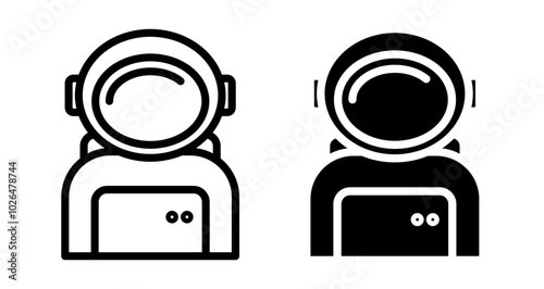 Astronaut Icons set in solid and thin line style