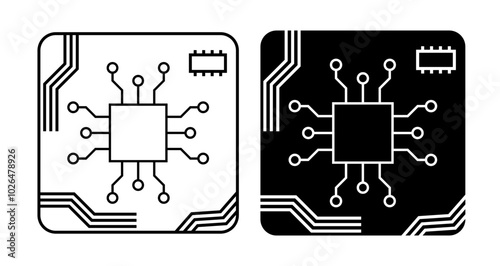 PCB Icons set in solid and thin line style