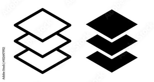 Layers Icons set in solid and thin line style