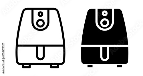 Air fryer Icons set in solid and thin line style