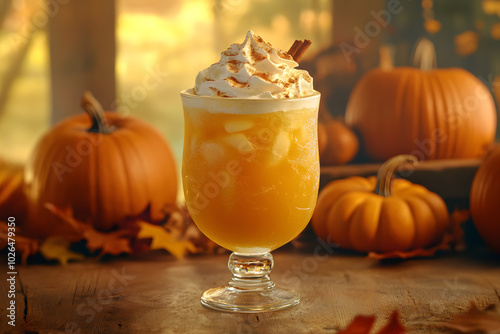 Pumpkin Pie Punch topped with whipped cream and cinnamon