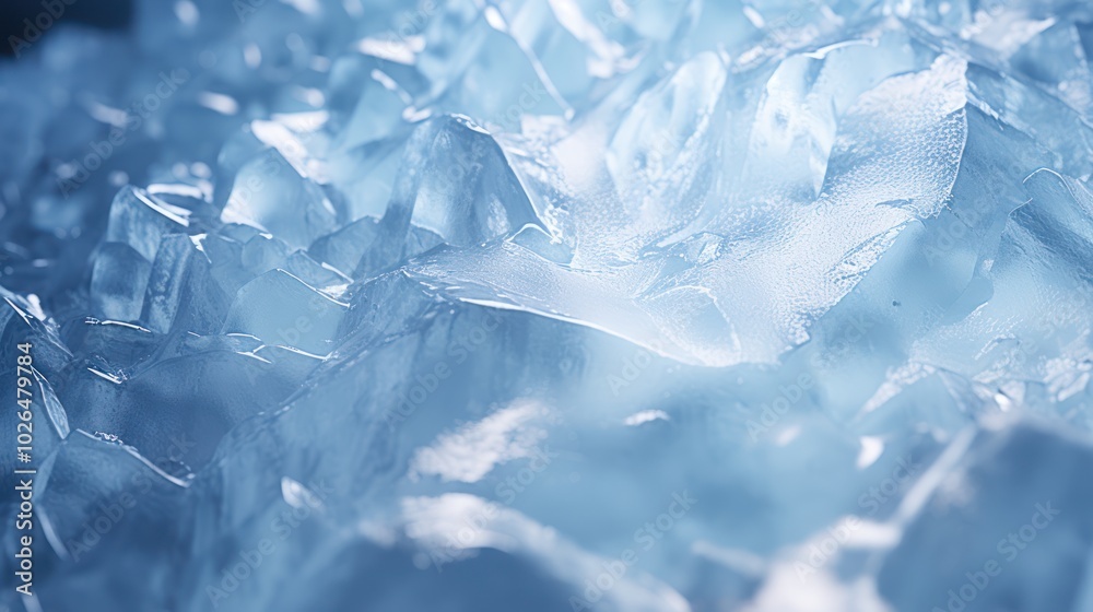 Crystal Clear Ice Textures. Close-Up of Frozen Water Cubes with Detailed Frost Patterns Crystal Clear Ice Textures. Close-Up of Frozen Water Cubes with Detailed Frost Patterns