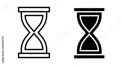 Sand clock Icons set in solid and thin line style