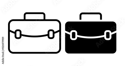 Briefcase Icons set in solid and thin line style